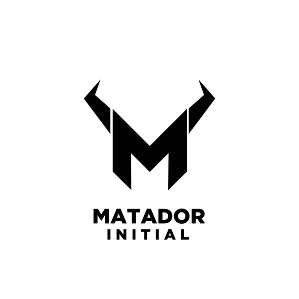 matador Bull κέρατο αρχικό γράμμα m λογότυπο εικονίδιο σχεδιασμό διάνυσμα εικονογράφηση - Διάνυσμα, εικόνα
