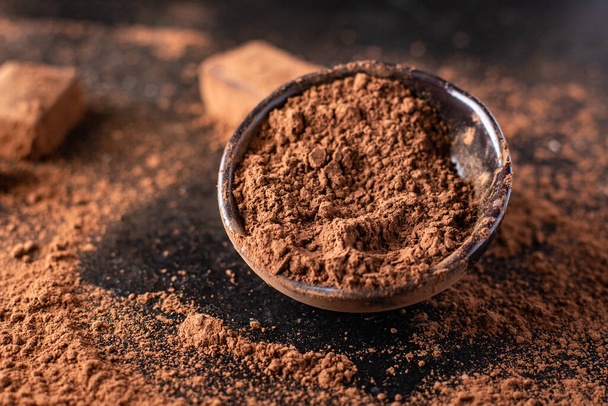 cocoa powder cocoa for making desserts fresh portion ready to eat meal snack on the table copy space food background rustic. top view - Fotografie, Obrázek