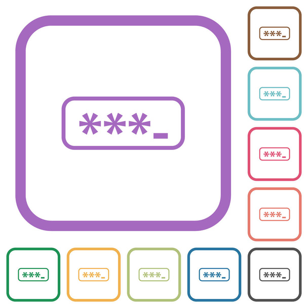 PIN kód obrys jednoduché ikony v barvě zaoblené čtvercové rámečky na bílém pozadí - Vektor, obrázek