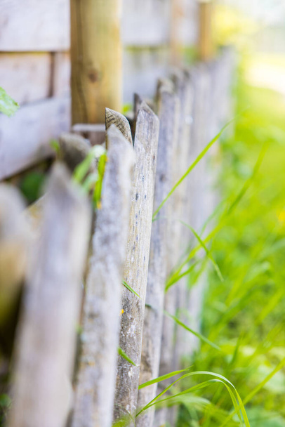 A fence with wooden poles in the yard - Foto, immagini