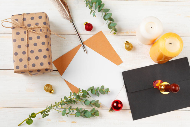 To do list for new year, christmas concept writing on wooden background - Φωτογραφία, εικόνα