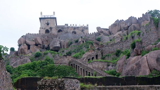 Darbar Hall na szczycie fortu Golkonda, Hyderabad, Telangana, Indie - Zdjęcie, obraz