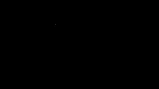 Bílá čára americká fotbalová helma a štít ikona izolované na černém pozadí. Grafická animace pohybu videa 4K - Záběry, video