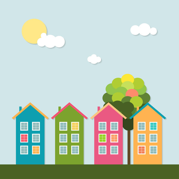 Maisons colorées à louer / vendre. Concept immobilier - Vecteur, image