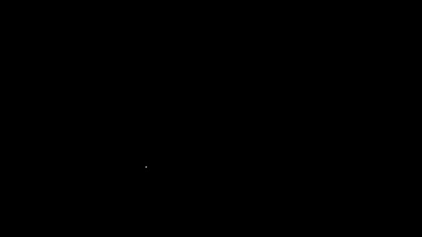 Linea bianca Mano che tiene l'icona delle carte da gioco isolato su sfondo nero. Progettazione del gioco del casinò. Animazione grafica 4K Video motion - Filmati, video