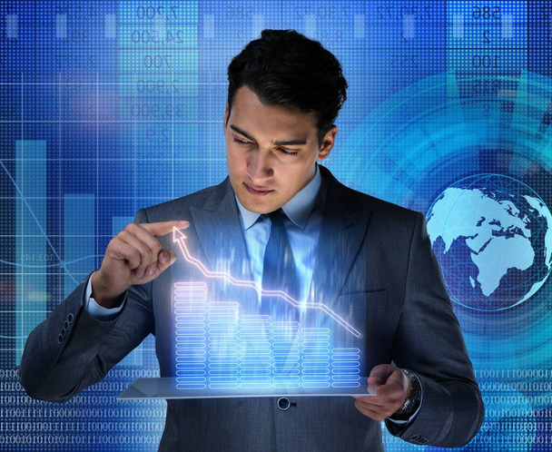 Man in stock trading business concept - Photo, Image
