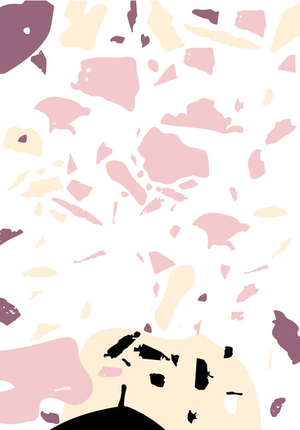 Terrazzo modern abstract template. Pink and orange texture of classic italian flooring. Venetian terrazzo trendy vector backdrop Background made of stones, granite, quartz, marble, concrete.  - Vektor, Bild