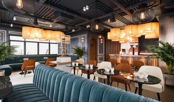 3D Rendern Café Restaurant Bar Interieur - Foto, Bild
