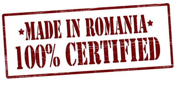 Romanya'da yapılan yüzde yüz sertifikalı - Vektör, Görsel