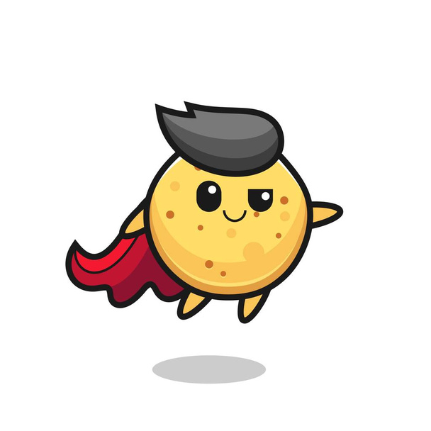 schattig aardappel chip superheld karakter is vliegen, schattig ontwerp - Vector, afbeelding