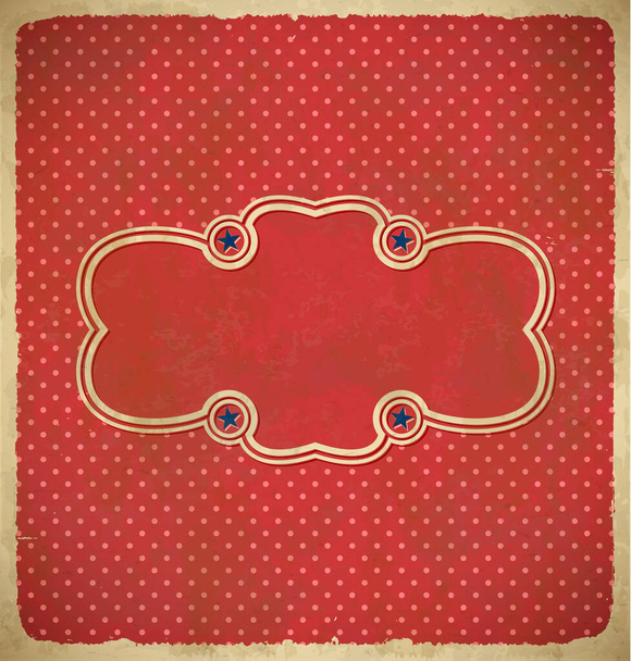 Aged vintage polka dot frame with stars - Διάνυσμα, εικόνα