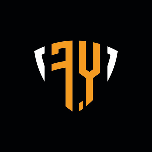FY logo met schild wit oranje vorm ontwerp template geïsoleerd op zwarte achtergrond - Vector, afbeelding