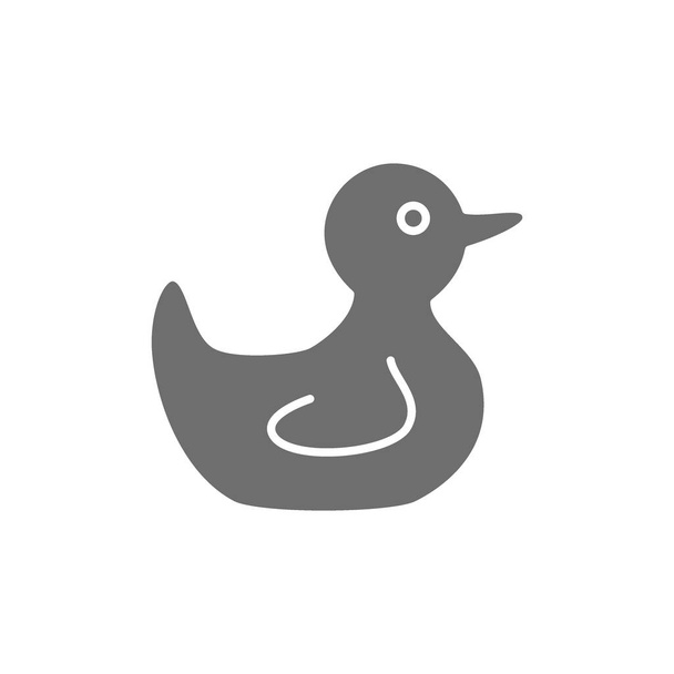 Icono gris pato de goma. Aislado sobre fondo blanco - Vector, Imagen