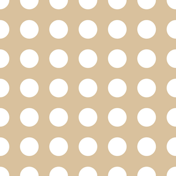 Polka stippen patroon. Witte stip op Marsepein Bruine achtergrondkleur. Naadloze achtergrond voor grafisch ontwerp, stof, textiel, mode. Kleur Trend voorjaar - zomer 2021. - Foto, afbeelding