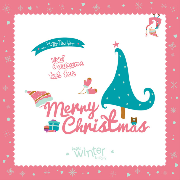 Merry Christmas and Happy New Year card - Vetor, Imagem