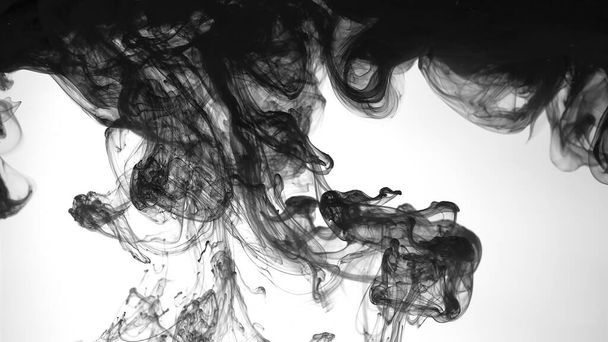Environmental pollution concept. Beautiful wallpaper for your desktop. Awesome abstract background. Black cloud of ink on a white background. Drops of black ink in water. Cosmic star background. - Foto, Imagem