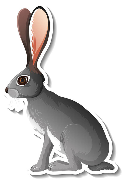 Un modello di adesivo coniglio cartone animato personaggio illustrazione - Vettoriali, immagini
