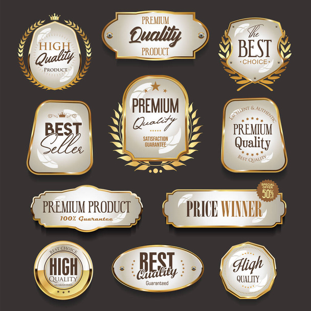 Retro vintage golden labels and badges collection  - Vector, afbeelding