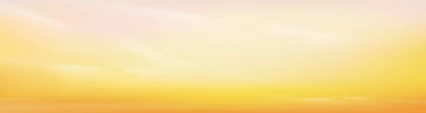 Auringonnousu aamulla oranssi, keltainen ja vaaleanpunainen taivas, Dramaattinen hämärä maisema auringonlaskun kanssa illalla, vektori panoraama horisontti pastelli Taivas auringonlasku tai auringonvalo neljä vuodenaikaa tausta - Vektori, kuva