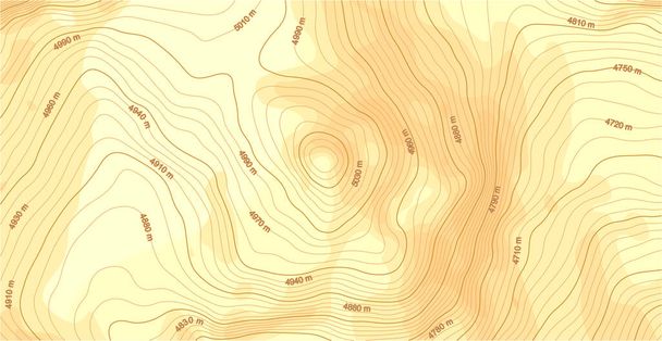 Carte topographique vectorielle abstraite en couleurs jaunes - Vecteur, image