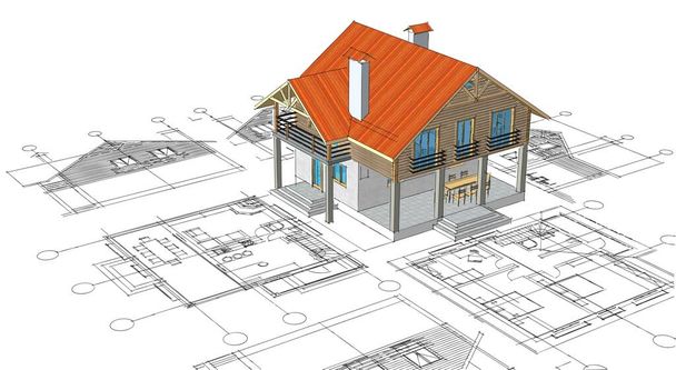 casa projeto arquitetônico conceito de renderização 3d - Foto, Imagem