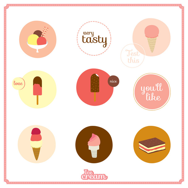 Set of icons of cute design dessert icons in circles - Vektor, Bild