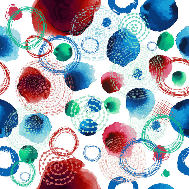 Naadloze patroon van aquarel veelkleurige cirkels. Vector - Vector, afbeelding