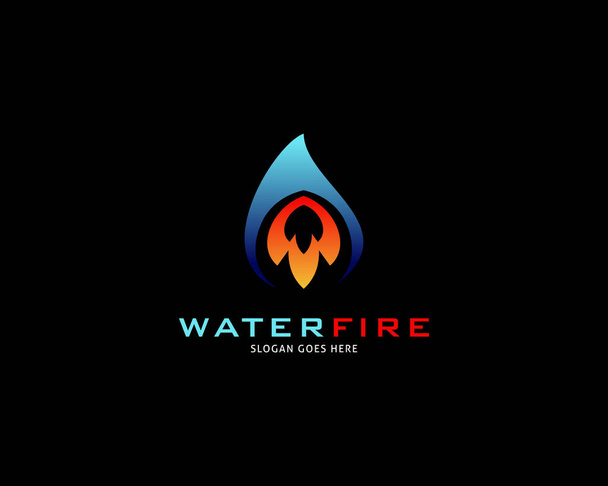 icono de la plantilla de diseño de logotipo de agua gota fuego
 - Vector, imagen
