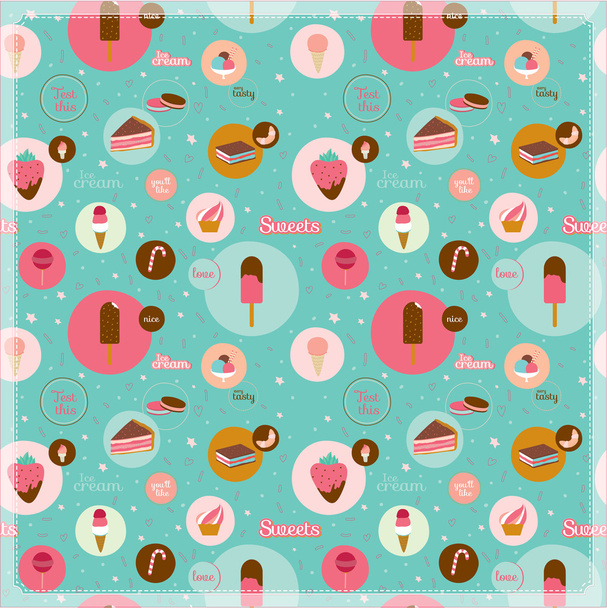 Food seamless pattern with dessert icons - Vektor, kép