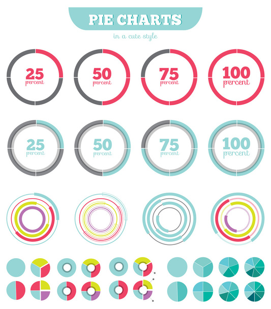 Set of colorful circle diagram for your design - Vektori, kuva