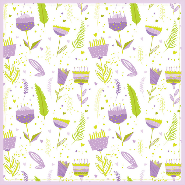 Floral seamless pattern with flowers icons - ベクター画像