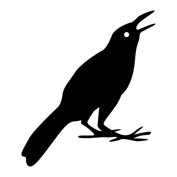 silhouette of crow. Illustration silhouette of a crow sitting - Vektör, Görsel