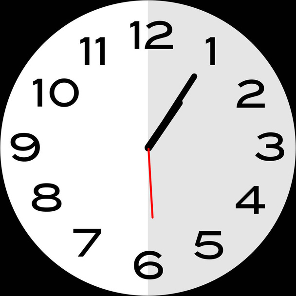 5 minutes past 1 o'clock or Five minutes past one o'clock analog clock. Icon design use illustration flat design - Vector, Image
