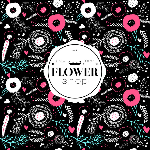Set of  floral seamless pattern - Vektor, obrázek