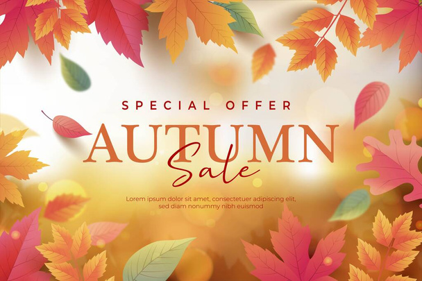 realistische herfst verkoop achtergrond vector ontwerp illustratie - Vector, afbeelding