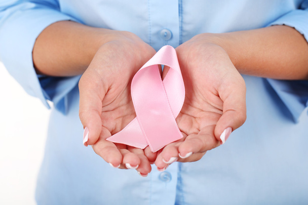 Woman with aids awareness pink ribbon - Photo, image