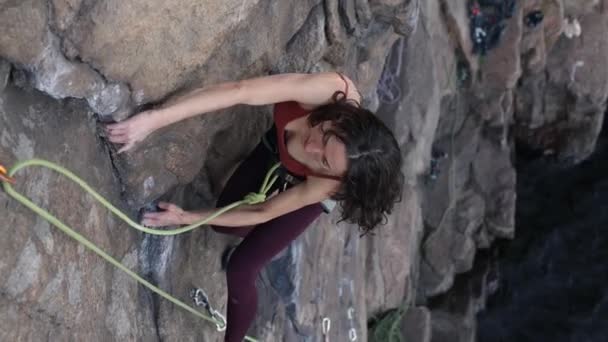 beautiful girl climbs the rock. - Footage, Video