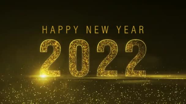Bokeh 'le muhteşem mutlu yıllar 2022 altın parçacık döngüsü animasyonu. Modern ışıltılı sonsuz animasyon yeni yılı karşılıyor. Eve ya da parti için bayrak konsepti - Video, Çekim