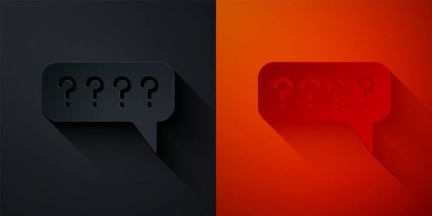 Paper cut Speech bubbles with Question icon isolated on black and red background. FAQ sign. Chat speech bubble and chart. Paper art style. Vector - Vector, Image