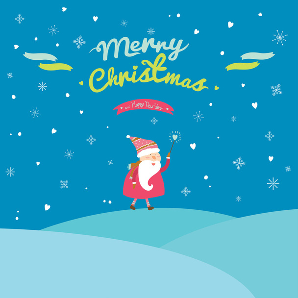 Santa Claus wishing you Happy New 2014 Year in cartoon style - Vettoriali, immagini