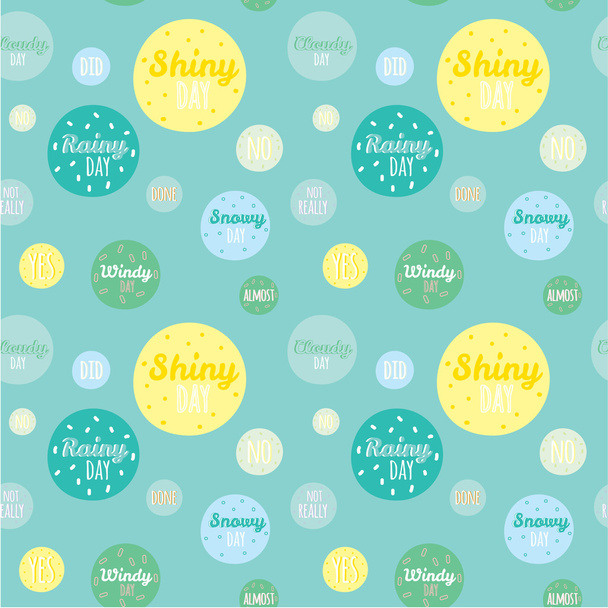 Unusual seamless childish pattern with cartoon and funny smiley weather icons - Vektor, Bild
