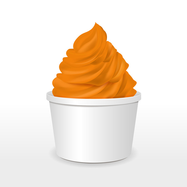 blank paper cup with orange ice cream - Vector, Imagen