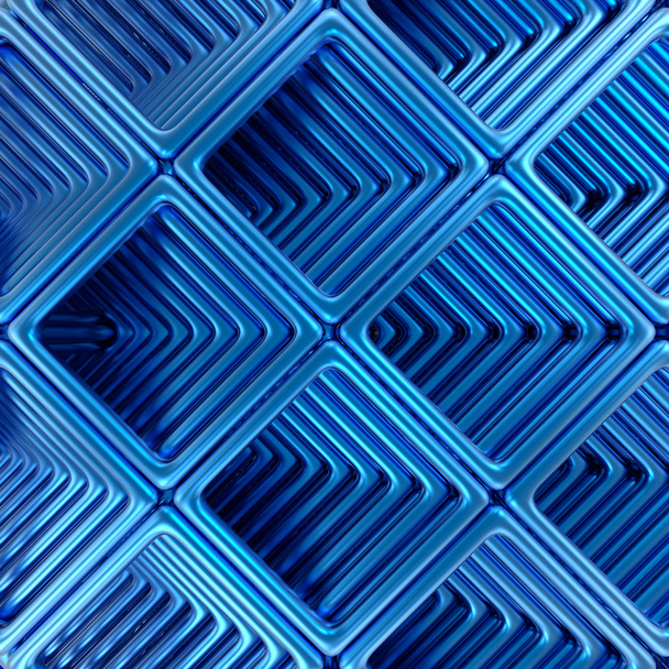 Abstract technology 3D background with blue metallic rectangles. - Photo, Image