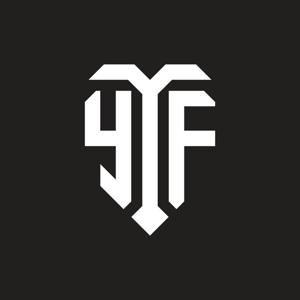 YF логотип с изолированной формой любви черно-белый цветовой шаблон вектор дизайна, монограмма формы сердца - Вектор,изображение