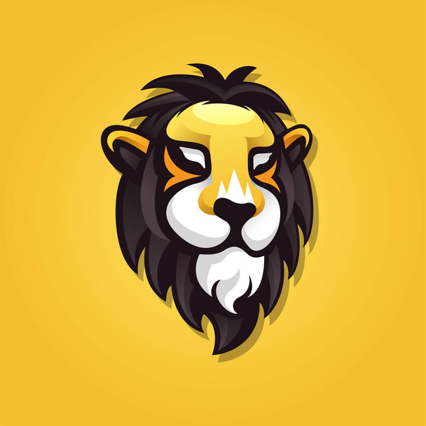 Yellow Lion Logo Design Template Illustration with yellow background - Vector, imagen