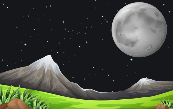 Tumma taivas kuohuvilla tähdillä ja kirkas kuu
 - Vektori, kuva