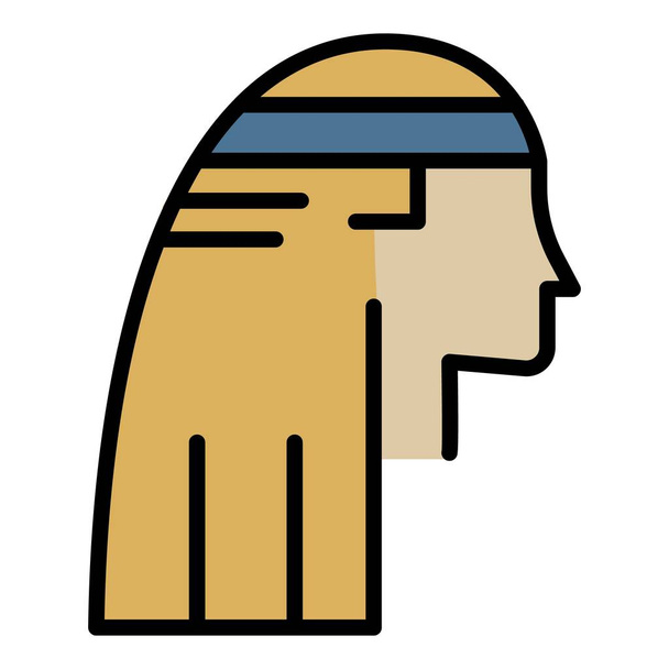 Egyptian pharaoh side view icon color outline vector - Διάνυσμα, εικόνα