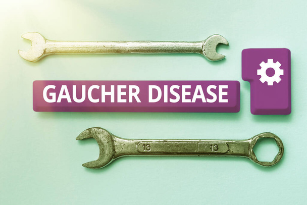 Conceptual caption Gaucher Disease. Word Written on autosomal recessive inherited disorder of metabolism Typing And Publishing Descriptions Online, Writing Informative Data - Photo, Image
