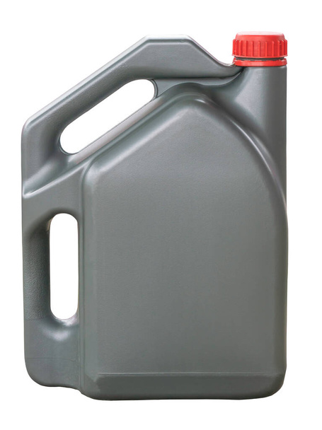 Graue Kunststoff-Gallone, isoliert auf weißem Hintergrund mit Clipping-Pfaden.. - Foto, Bild