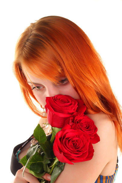 Beautiful girl with roses - Foto, Bild